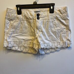 BKE Women's High Waist White Lace Shorts
